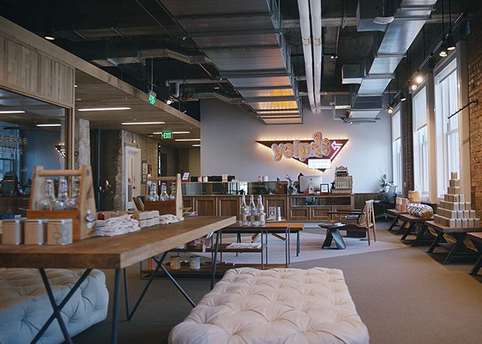 The minimal, cozy lobby space in Yelp's San Francisco HQ 