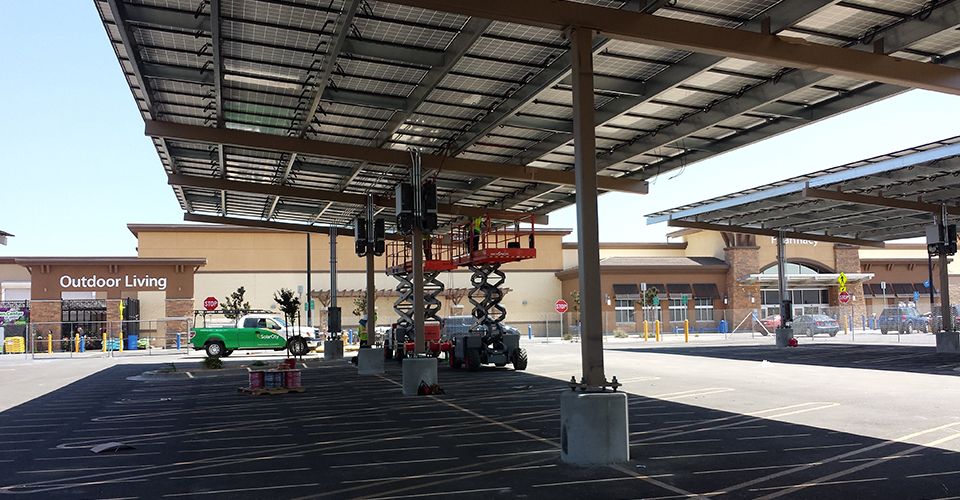 Solar panels outside of a Walmart store