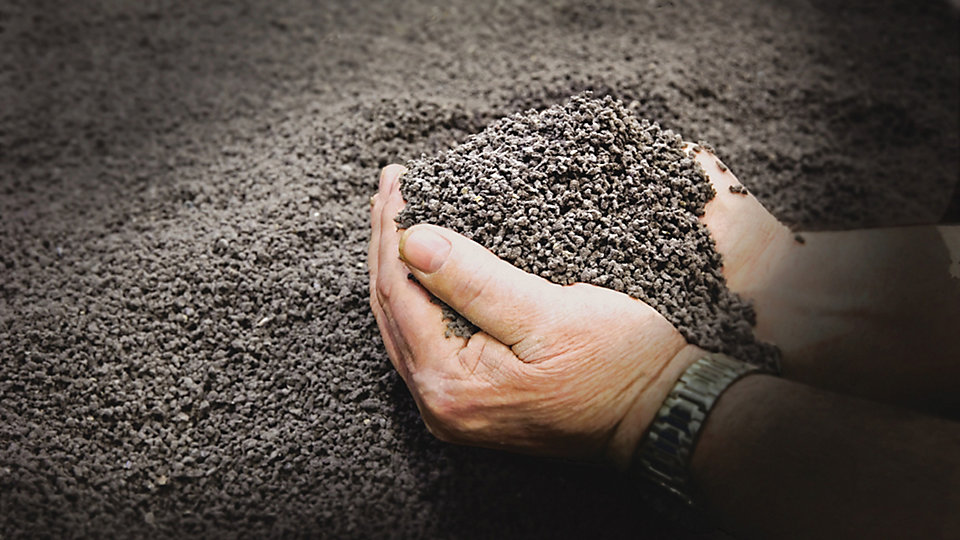 The agglomerator blends reclaimed backing with other reclaimed materials to form pellets.