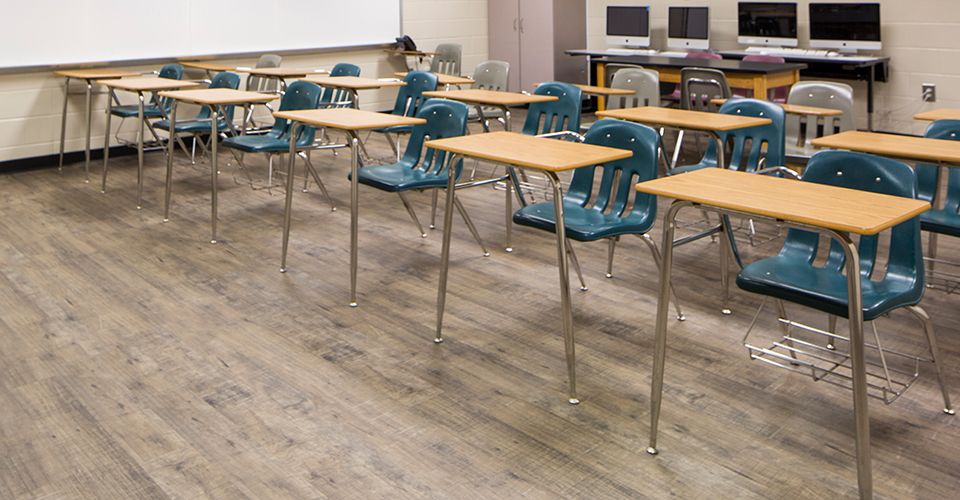 Acoustics in Schools - LVT flooring in a classroom at Dawson County High School