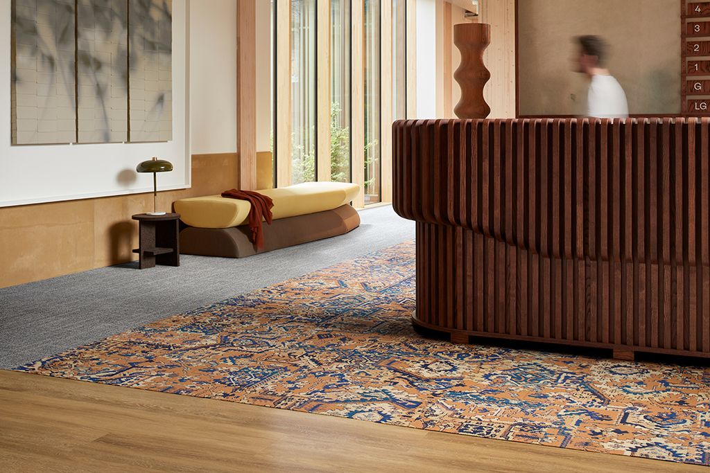 Antiquities and Open Air 401 carpet tile with Level Set LVT from Interface