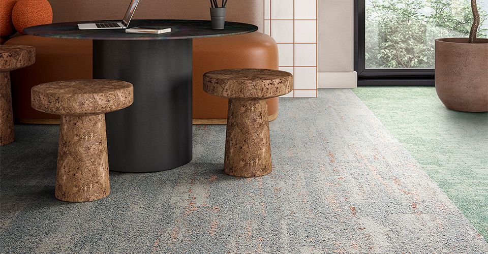 Undulating Water carpet tile from Interface