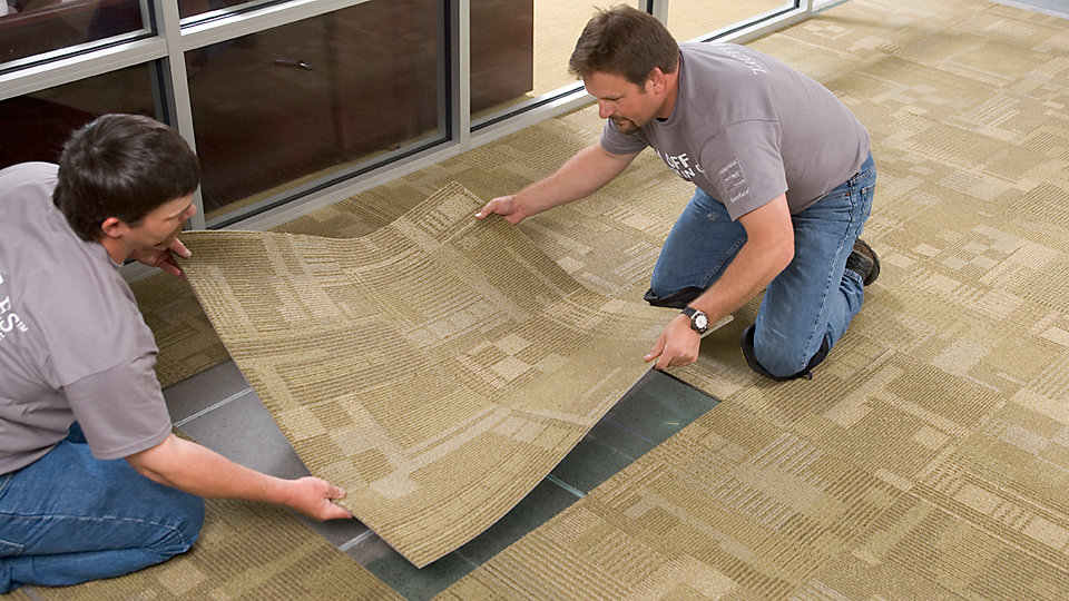 TacTiles connectors adhere carpet tiles to each other, not the floor beneath. Their strength and flexibility allows you to selectively replace one or several carpet tiles quickly and cleanly.