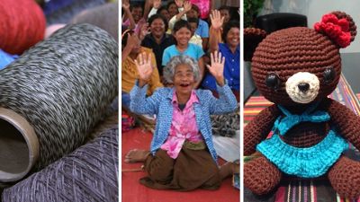 Interface Thailand's yarn waste becomes raw materials for stuffed animals like the ones shown here. Villagers in the impoverished Surin province make and sell the animals as an additional source of income. For some it has provided enough money to send children to college, a rare opportunity in the past.